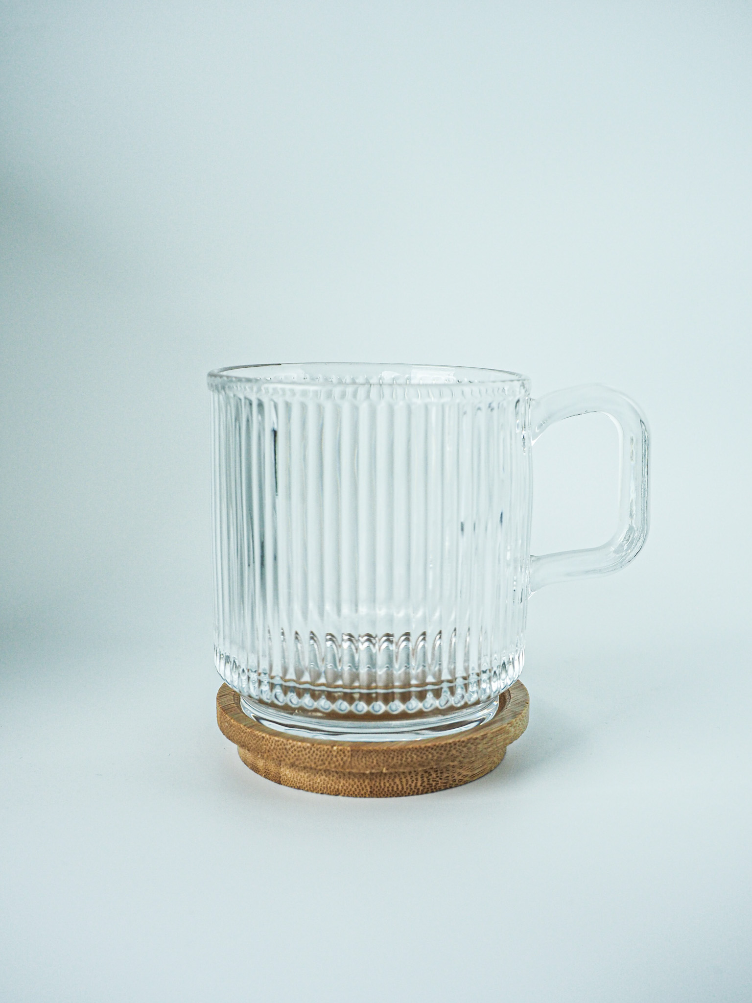 STRIPE Glass Mug with Wooden Lid (Clear) - Image 5